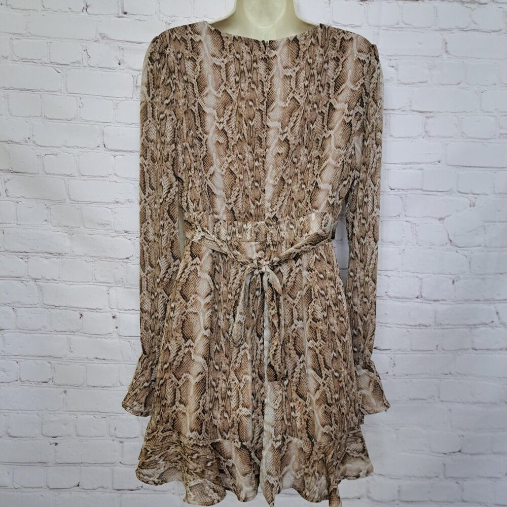 Blue Blush Snake Print Deep V- Neck Dress Size Large - Picture 5 of 12